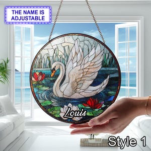 Swan Stained Glass Suncatcher, Swan Window Hanging, Elegant Glass Art, Handmade Swan Decor, Bird Suncatcher Ornament, Gift for Bird Lovers