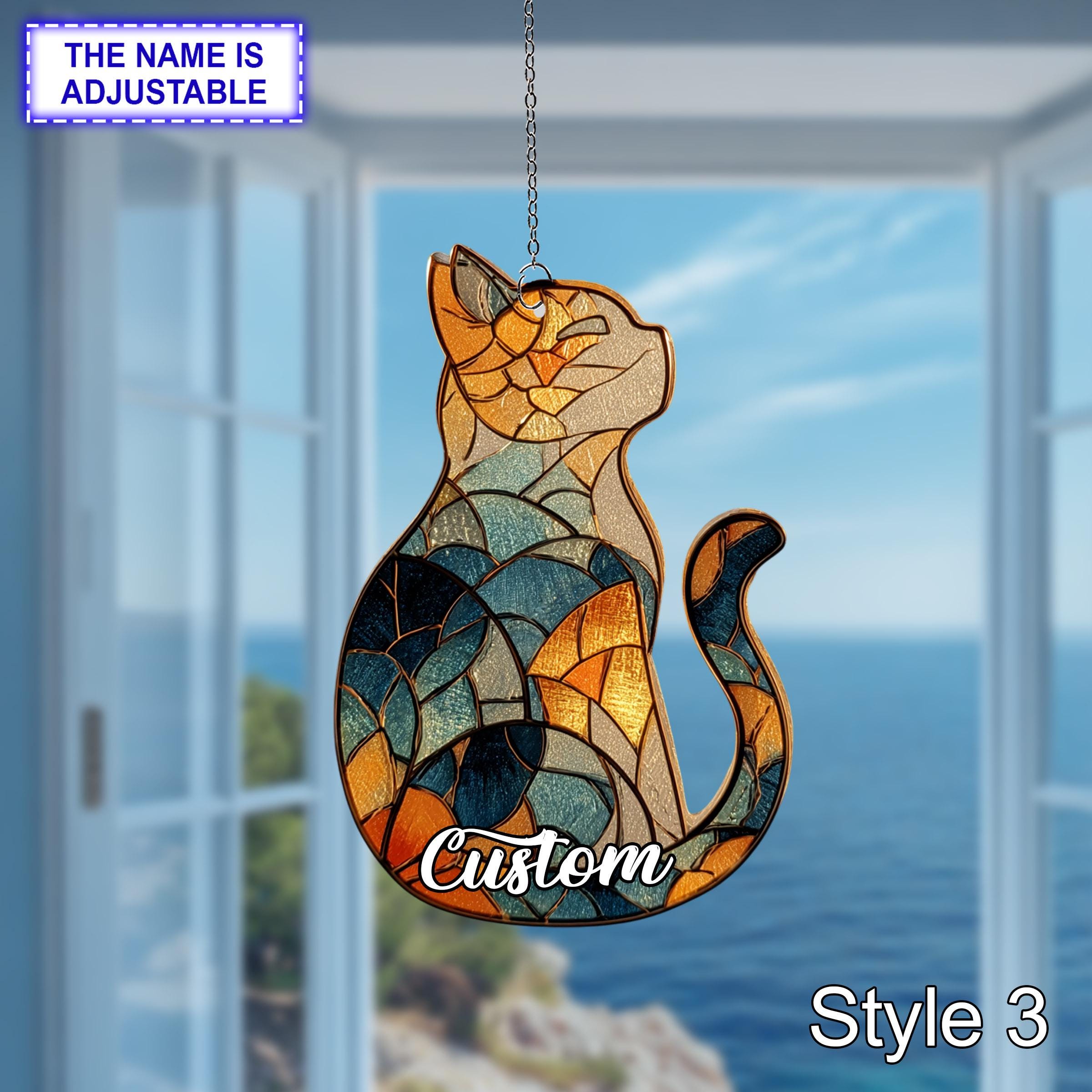 Tabby Cat Acrylic Window Hanging – Handmade Suncatcher, Cat Lover Gift ...