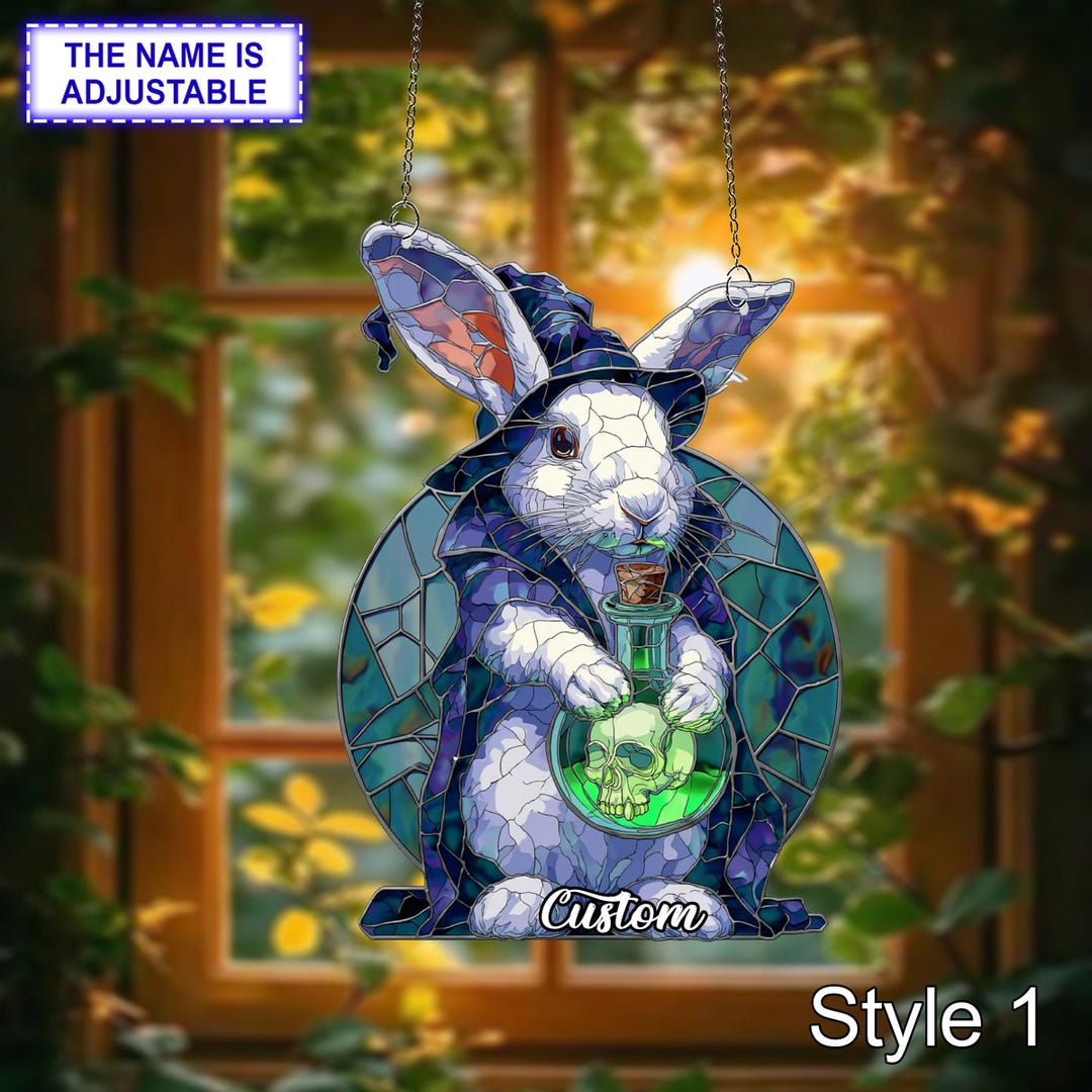 Rabbit Acrylic Suncatcher – Woodland Bunny Acrylic Window Hanging, Cute ...