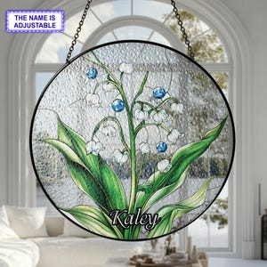 Lily of the Valley Flower Stained Glass Suncatcher, Stained Glass Window Hanging, May birth flower, Flower Garden Gift, Stained Glass
