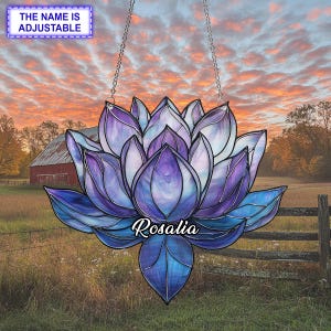 Lotus Window Hanging Acrylic Ornament, Lotus Lover Gift, 2D Flat Decor, Floral Art, Home Window Decoration