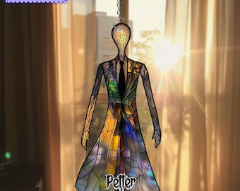 Ornamento in acrilico da appendere alla finestra di Slender Man, regalo per gli amanti dell'horror, decorazione piatta 2D, arte inquietante, decorazione per finestre di casa