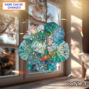 Lotus Leaf Broken Glass Hologram Ornament – Iridescent Acrylic Sun Catcher, Zen Inspired Window Decor, Unique Spiritual Gift Charm