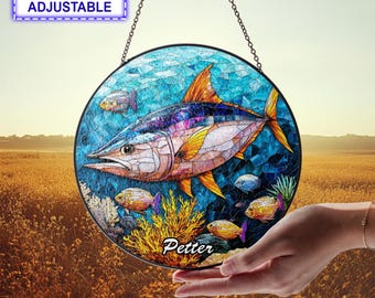 Brown Sea Bass Suncatcher Stained Glass Window Wall Hangings Fish