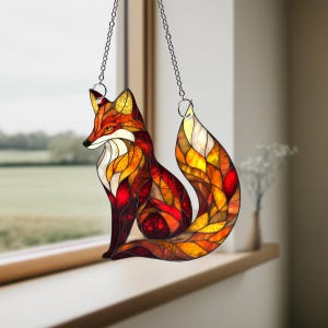 Acrylraam vos hangende vos woondecoratie vos cadeau decoratie muur kunst decoratie vos minnaar cadeau moeder cadeau vos bord kunst, platte 2D Suncatcher