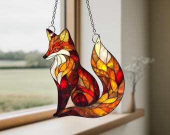 Fox Acrylic Window Hanging Fox Home Decor Fox Gift Decoration Wall Art Decoration Fox Lover Gift Mom Gift Fox Sign Art,  Flat 2D Suncatcher