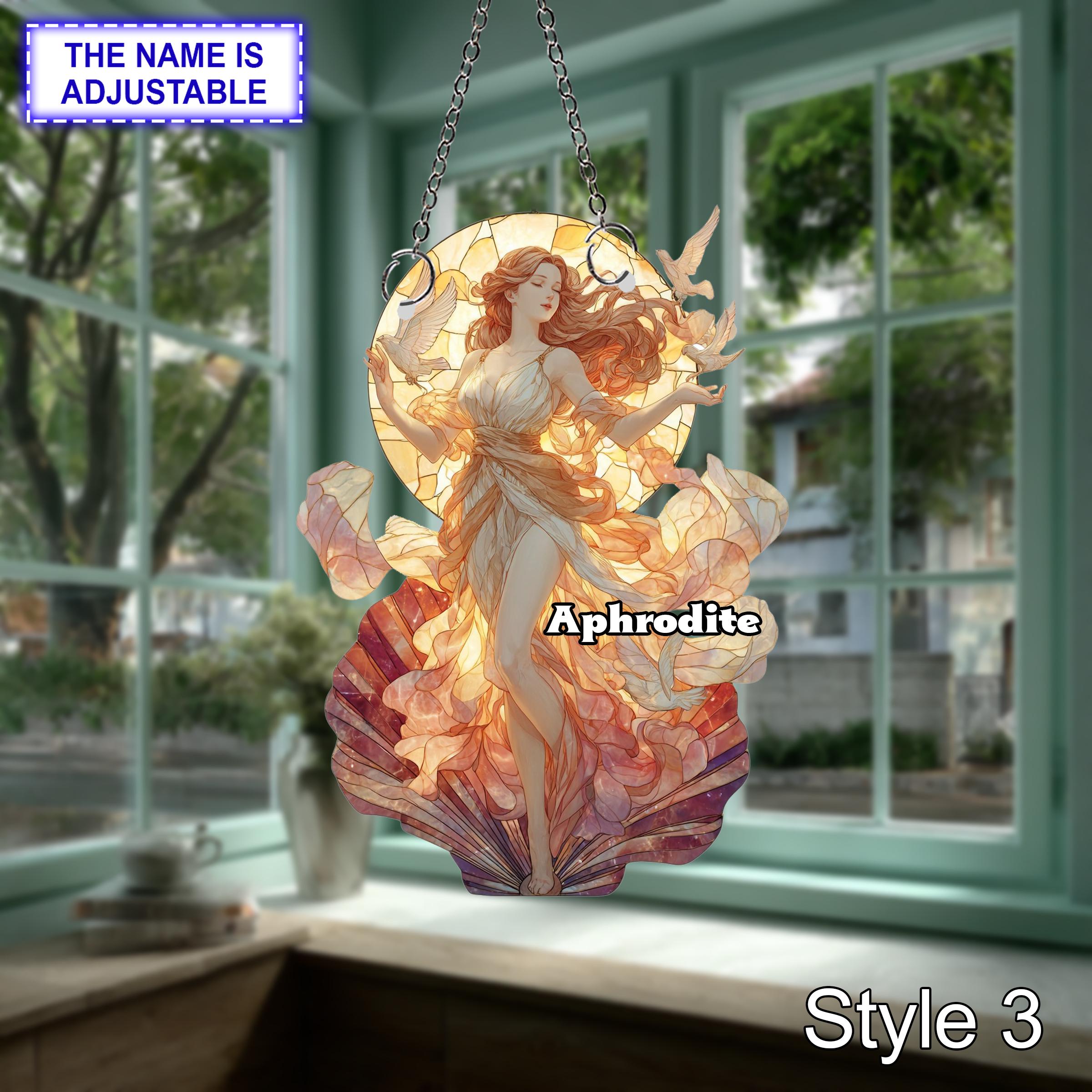 Personalized Aphrodite Acrylic Window Hanging, Greek Goddess of