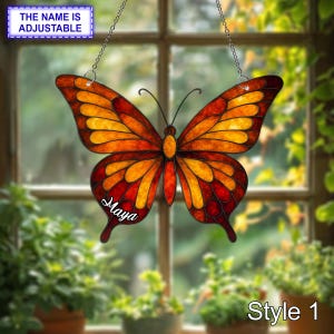 Adorno de mariposa acrílico para colgar en la ventana, atrapasol estilo vitral, decoración colorida con insectos, regalo bohemio de mariposa para amantes de la naturaleza.