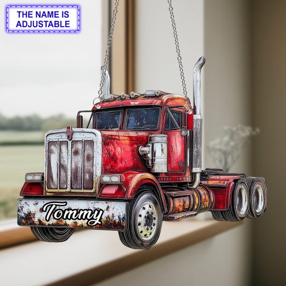 Truck Window Hanging Acrylic Ornament, Truck Lover Gift, 2D Flat