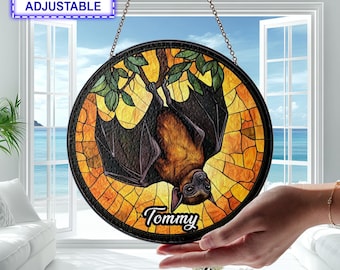 Bat Stained Glass Suncatcher, Halloween Window Decor, Gothic Home Decor, Bat Suncatcher, Spooky Window Hanging, Handmade Bat Decor