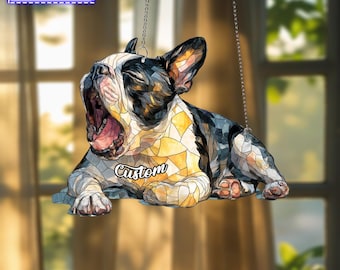 Accrochage de fenêtre en acrylique pour chien Terrier de Boston, Accrochage d'arbre, Ornement acrylique de Terrier de Boston, Cadeau mignon pour amoureux des animaux de compagnie, Décoration d'intérieur personnalisée pour chien
