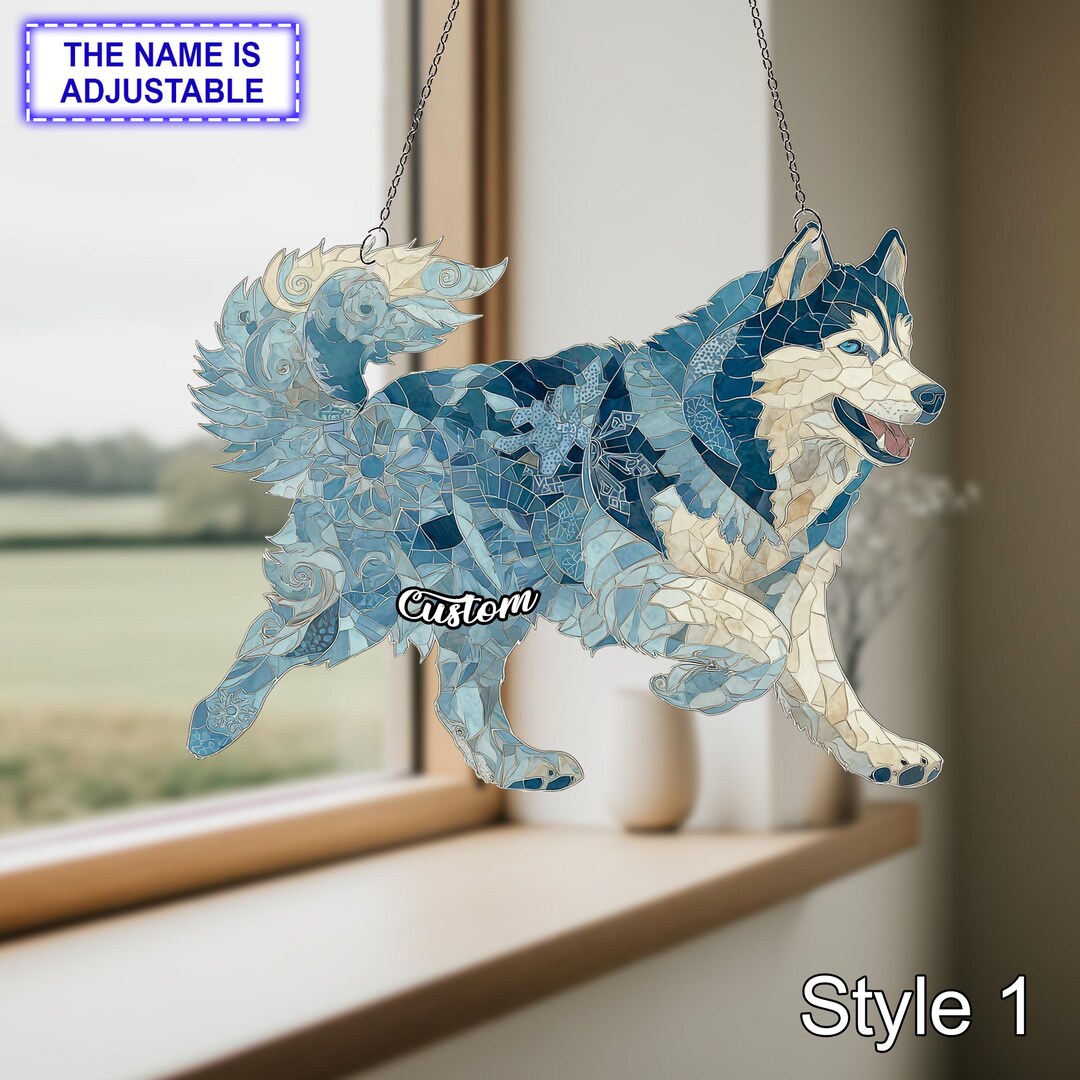 Husky Dog Acrylic Window Hanging, Acrylic, Acrylic Husky Ornament, Pet ...