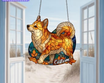 柴犬アクリル窓飾り - ハンドメイドサンセットストロールサン