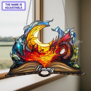 Fantasy Blue Dragon Window Hanging Acrylic Ornament, Dragon Lover Gift, 2D Flat Decor, Fantasy Art, Home Window Decoration