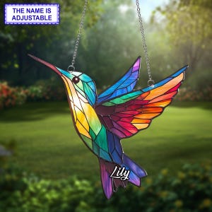 Adorno acrílico de colibrí para ventana, regalo para amantes de las aves, decoración plana 2D, arte natural, decoración de ventanas para el hogar.