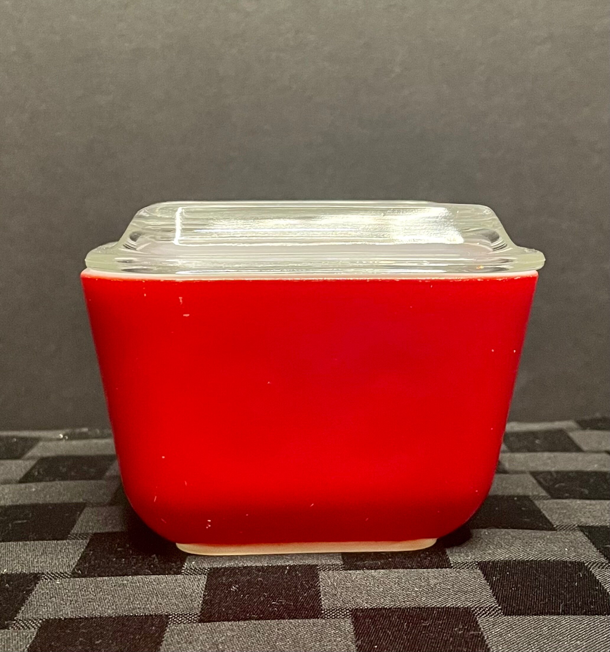 Vintage PYREX Primary Red 501 Small Fridge Dish With Lid- 1950s