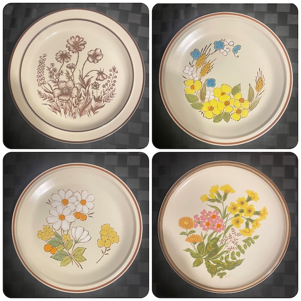 Vintage Stoneware Serving Platters 10.25 inches, Spring or Summer Floral Impressions, Mikasa, or Design Four Japan, Your Choice of One