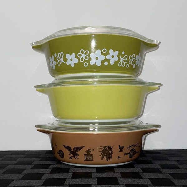 PYREX Small 041 Casserole Dish with Lid, 1 1/2 pints ONLY Light Green/Yellow Left, Vintage Pyrex, Pyrex Gifts