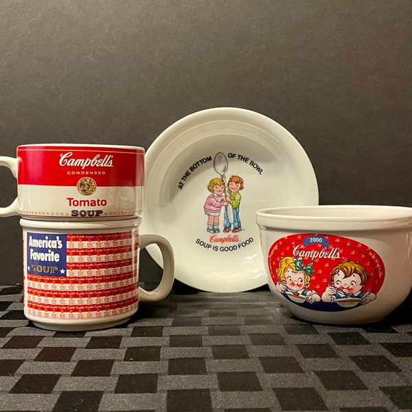 Vintage Campbell’s Soup Mugs or Bowls, Your Choice, Mm Mm Good, 1990s Campbell’s Soup Kids, Westwood, H.H. and Anchor Hocking, Ceramic Mugs