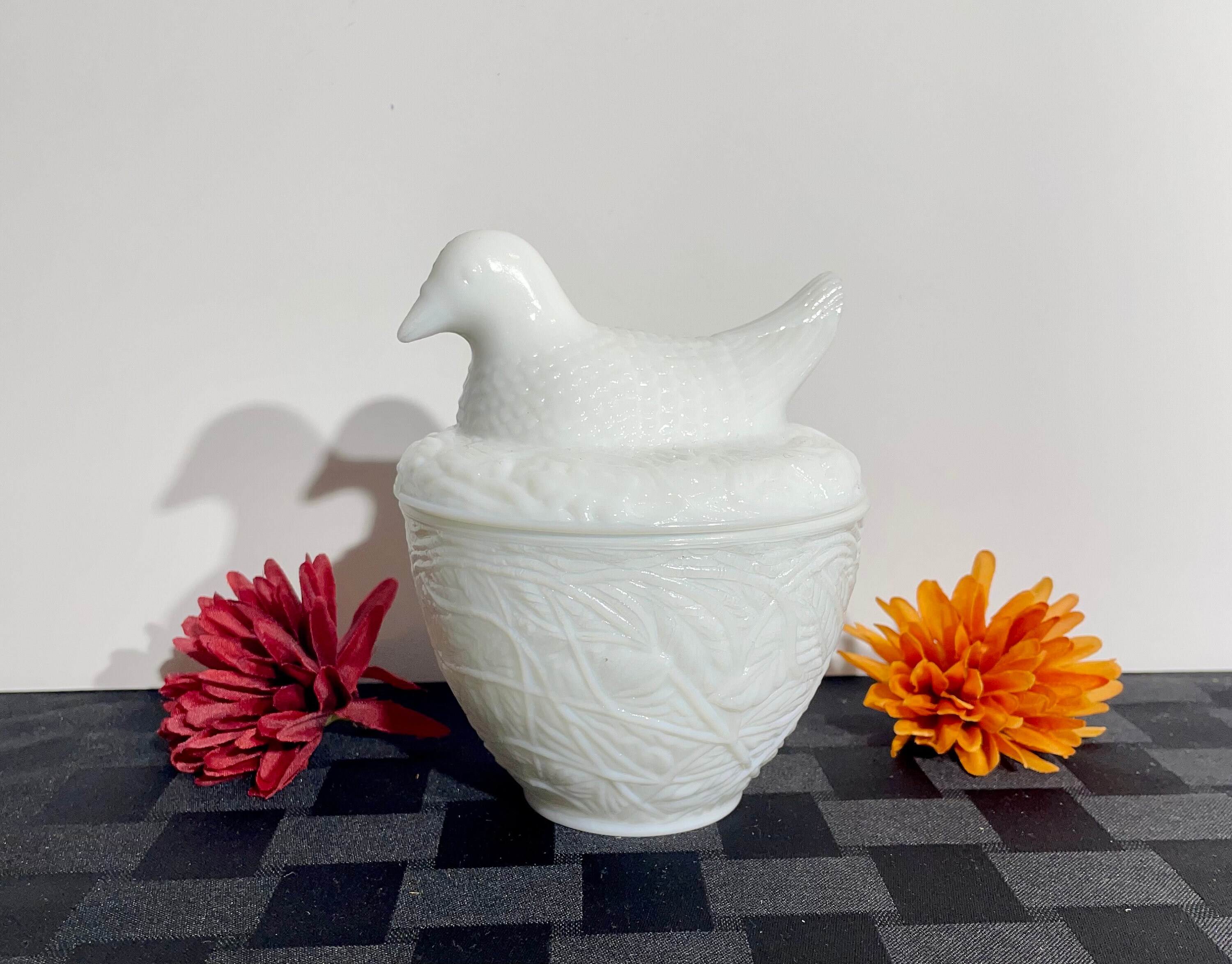 Vintage Avon Milk Glass Chicken on Nest Jar - Etsy