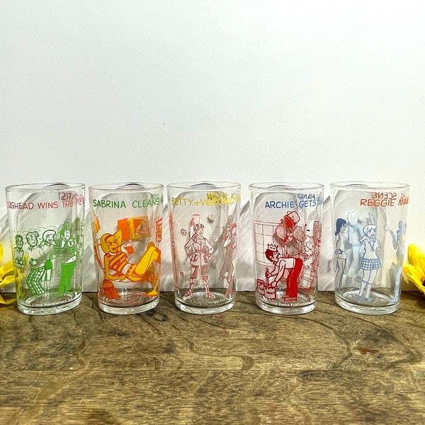 1970s Vintage Archie Comic Cups, Character Glasses- Your choice of one(Betty and Veronica, Archie SOLD OUT)