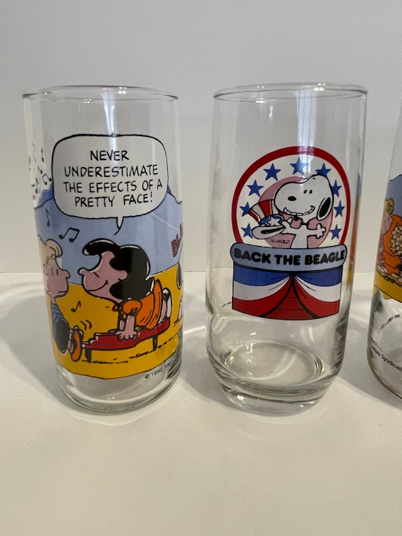 Vintage Peanuts Character Glasses, Anchor Hocking and Peanut