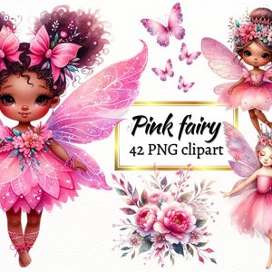 Aquarell rosa Fee Clipart, Schmetterling Fee png Clipart, kommerzielle Nutzung, Download