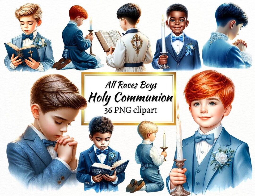 First Holy Communion All Races Boys Clipart, Sacred Christianity ...