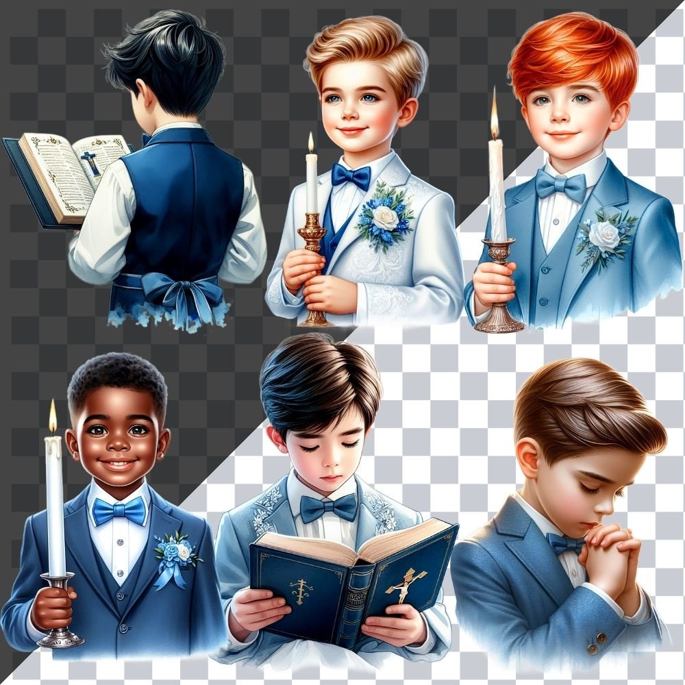 First Holy Communion All Races Boys Clipart, Sacred Christianity ...