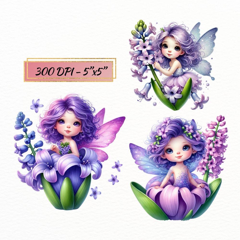 Purple Floral Fairy Clipart: Watercolor Lavender PNG (15 Files) - Etsy