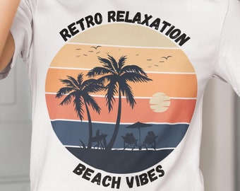 Vintage Sunset Graphic Tee: Retro Beach Vibes T-Shirt