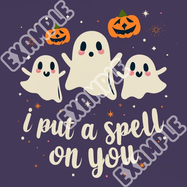 I Put A Spell On You Digital Illustration, Cute Ghost Halloween, Transparent Vector Image