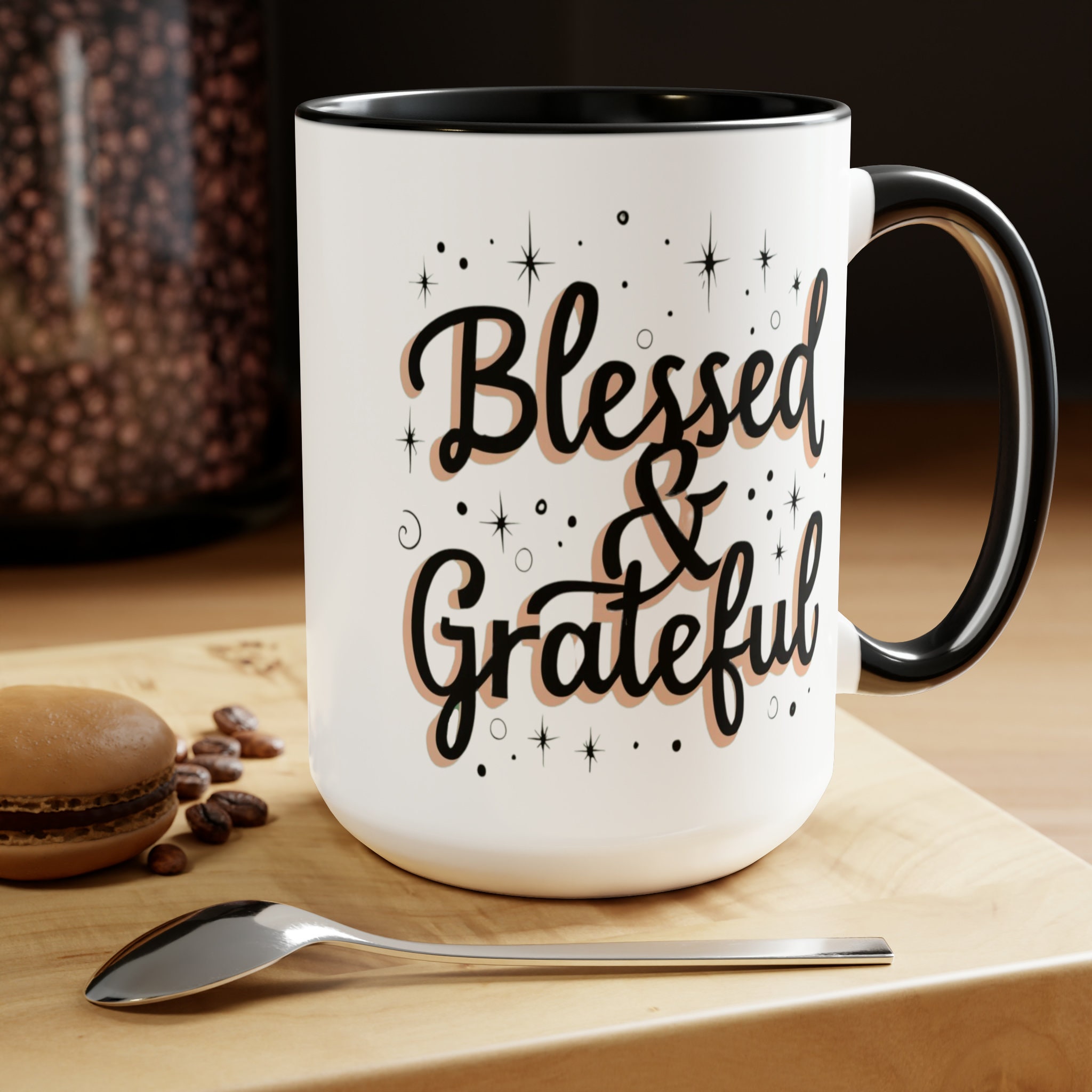DOWAN 20 oz Coffee Mugs, Christmas Mugs with Word Blessed Grateful