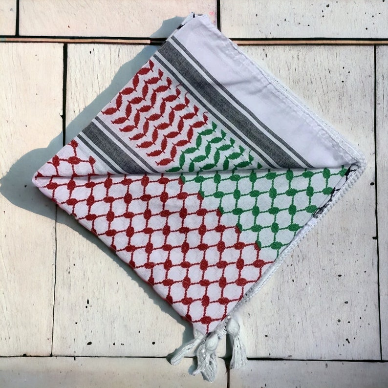 Keffiyeh Palestine Palestine Scarf, Support Palestine, Free Palestine, Palestinian Keffiyeh, Palestine Art Green, Palestine Turban image 6