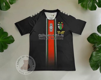 Maillot de football Palestine - Maillot de football Palestine gratuit - Maillot de football Palestine - Maillot Gaza noir à rayures rouges