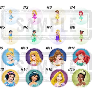 Disney Princess Edible Icing Images For Cake Pops / Cakesicles / Strawberries / Oreos / Rice Krispies / Etc..
