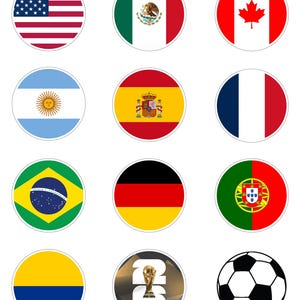 2026 World Cup Soccer Edible Icing Images For Cake Pops / Cakesicles / Cupcakes / Strawberries / Oreos / Rice Krispies / Etc..