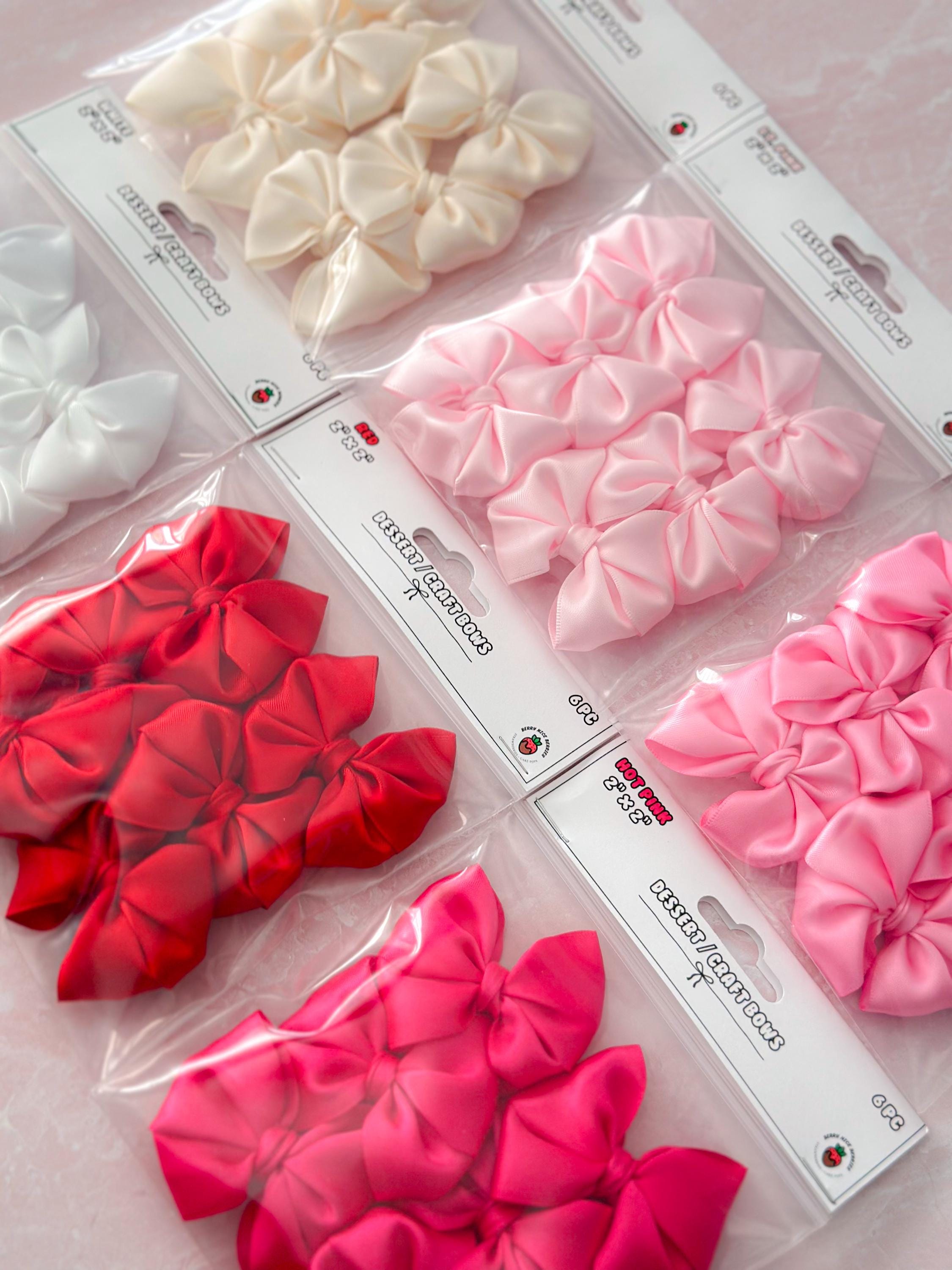 6pc Satin Bows | Dessert Bows | Treat Bows | Craft Bows | Bows for Rice Krispies |  Bows for Cakesicles | Bows for Caramel Apples