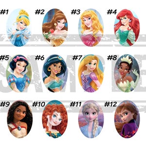 2" Oval-Shaped Disney Princess Edible Icing Images For Cake Pops / Cakesicles / Strawberries / Oreos / Rice Krispies / Etc..