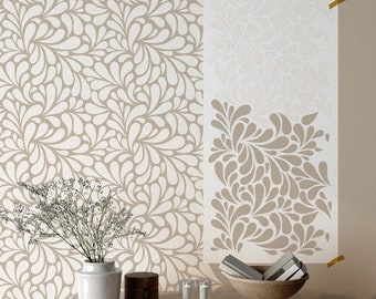 Floral Stencil Pattern Wall - DIY Wall Stencil Painting for Living Room - Abstract Wall Design Stencils - Minimalist Wall Art Stencils