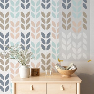 Leaf Stencil Pattern Wall - DIY Wall Stencil Painting for Scandinavian Style - Floral Wall Design Stencil - Plant Wall Art Stencils