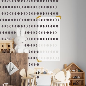 Moon Stencils Pattern Wall - DIY Stencil Painting for Kids Room - Semi-Moon Accent Wall