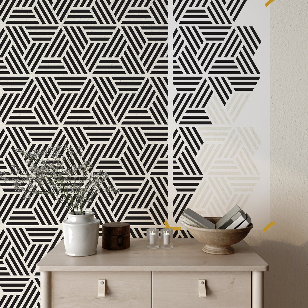 Diagonal Stripe Wall Stencils Scandinavian Geometric Pattern Wall Stencil DIY Painting for