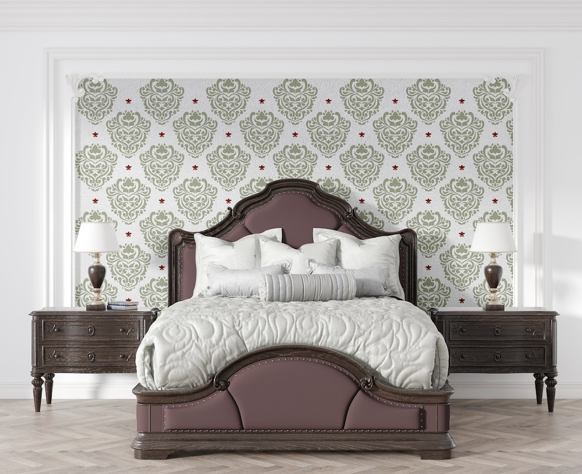 Damask Stencil Pattern Wall DIY Stencil Painting for Baroque Style