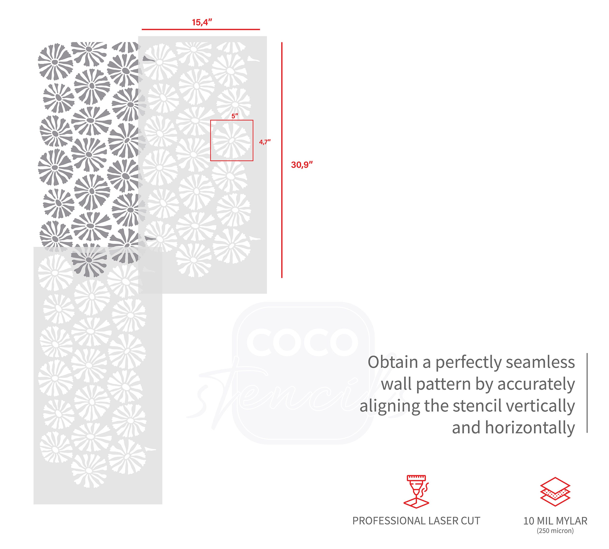 Daisy Floral Wall Stencils DIY Stencil Painting for Living Room