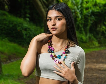 Handmade Tagua Nut Necklace: Adjustable Organic Vegetable Ivory