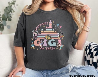 Personalized Gigi Shirt, Happiest Mama/Gigi On Earth Shirt, Castle Mother&#39;s Day Shirt,Mama Shirt, Mothers Day Gift,Matching Mouse Ears Shirt