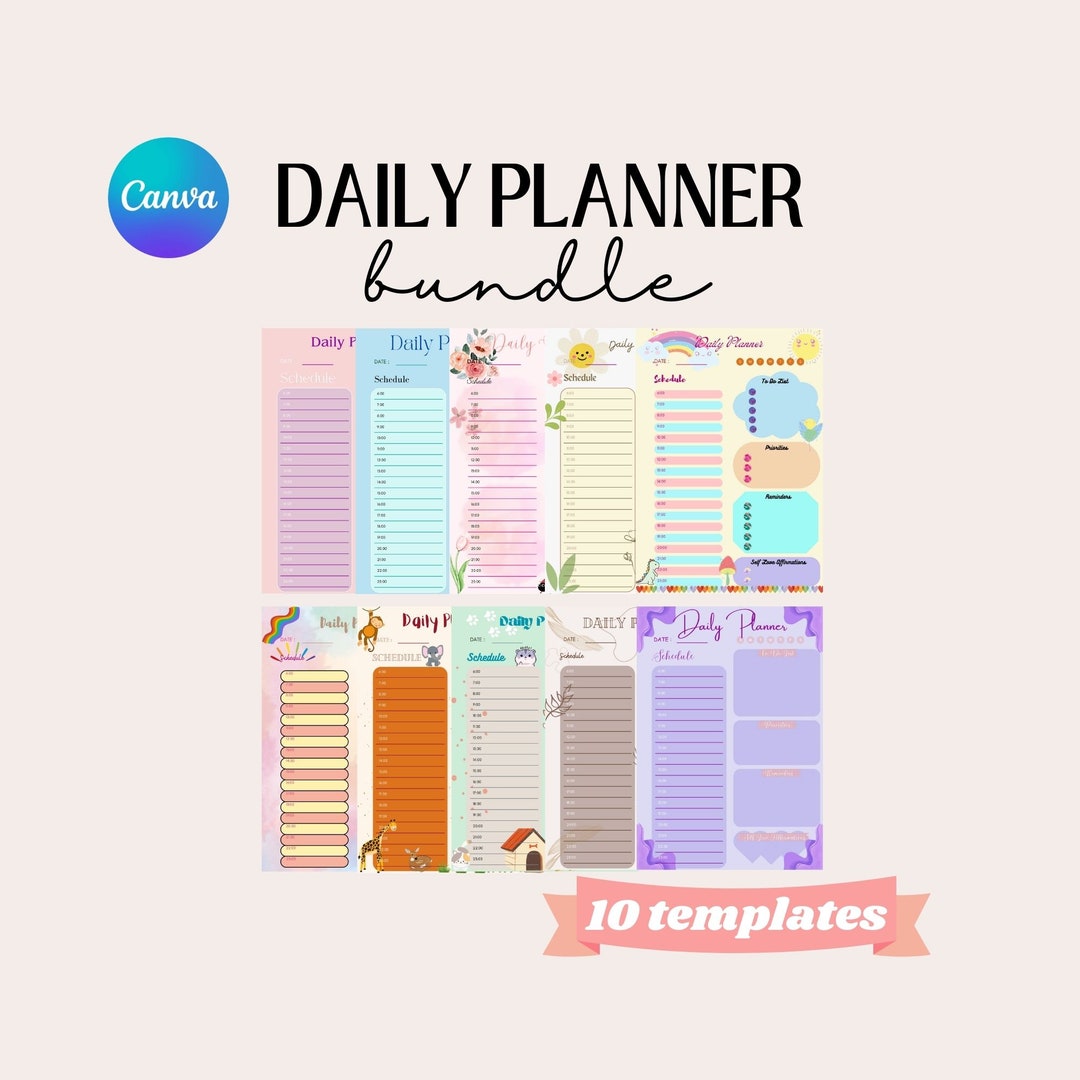 Digital Daily Planner Canva Templates, Editable Day Planner, Printable ...