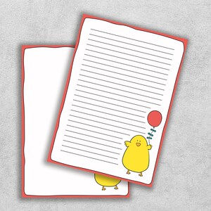 Printable Chick Note Sheet: Lined Stationery Paper (PDF, SVG, JPEG)