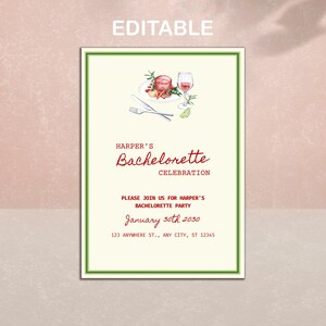 Bachelorette Party Invitation Template, Editable and Printable Digital Cards, Wedding, Engagement, Bridal Shower, Birthday, Baby Shower